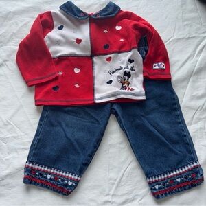 Y2K Disney Minnie Mouse Matching Jeans/Polo Set Size 18 months